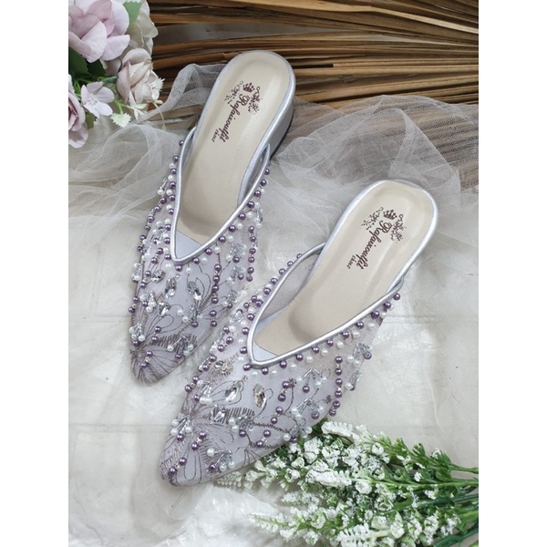 sepatu Marrisa purple silver 3cm tahu