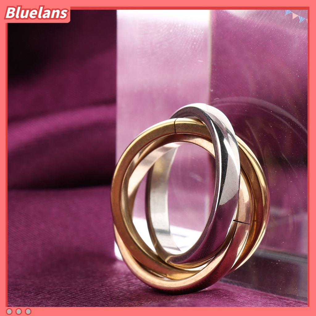 Cincin 3 Lapis Bahan Stainless Steel Model Slim Untuk Wanita