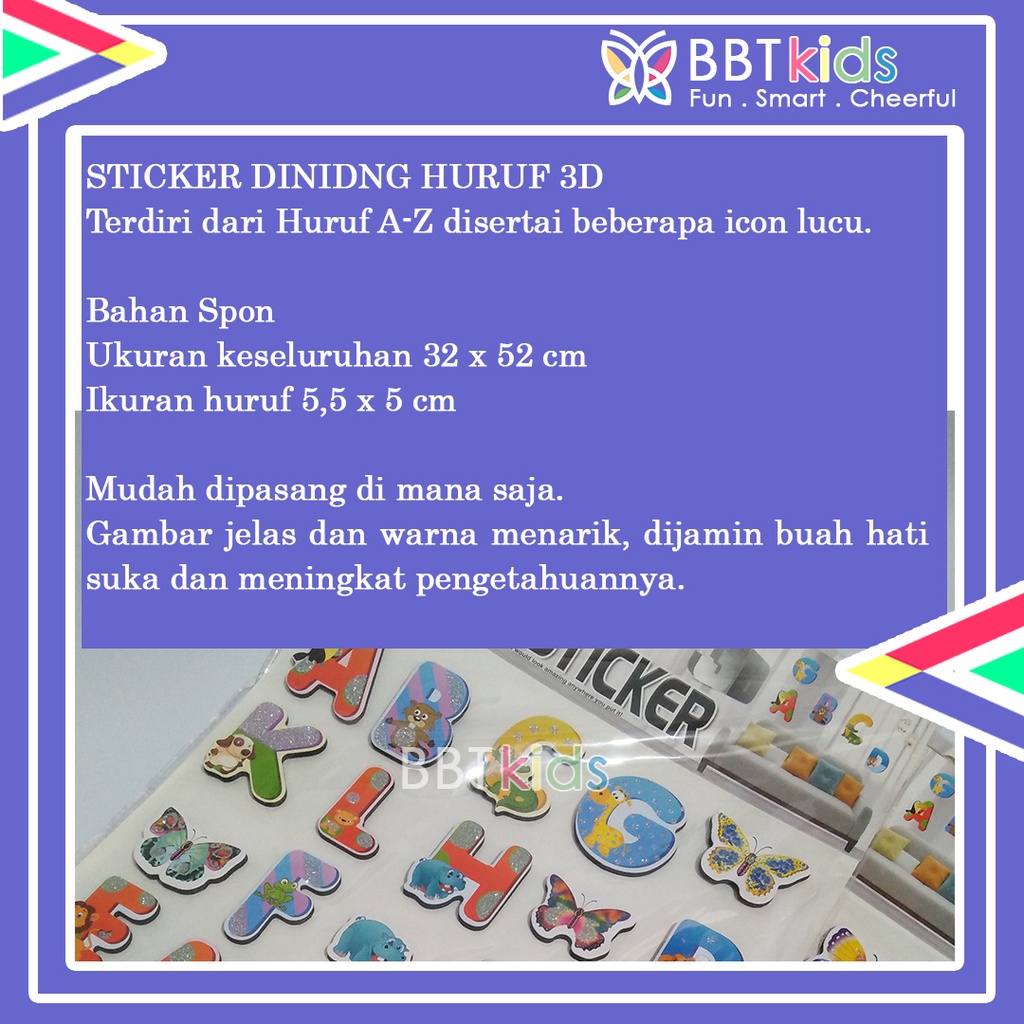 STICKER DINDING HURUF 3D STIKER ALPHABET ANAK WALL SETIKER AESTHETIC