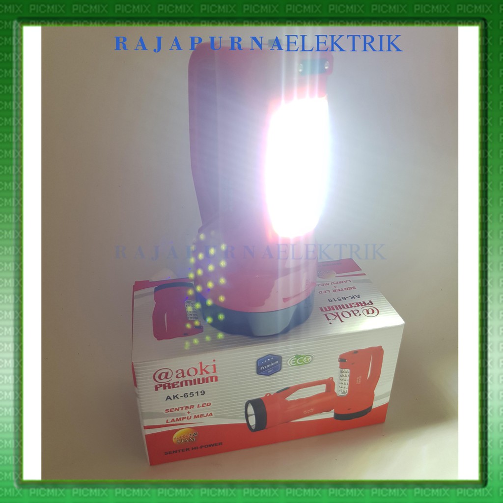 Lampu senter + emergency light LED AOKI ak-6519 Rechargable