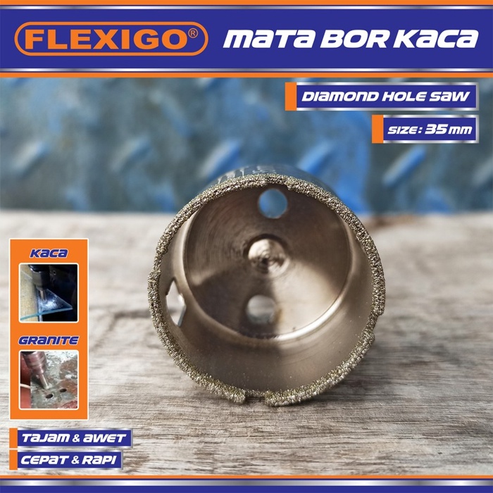 Mata Bor Kaca &amp; Granite uk. 35 mm Original Flexigo Diamond Hole Saw