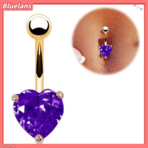 Bluelans Women Navel Belly Ring Rhinestone Button Bar Heart Star Body Piercing Jewelry