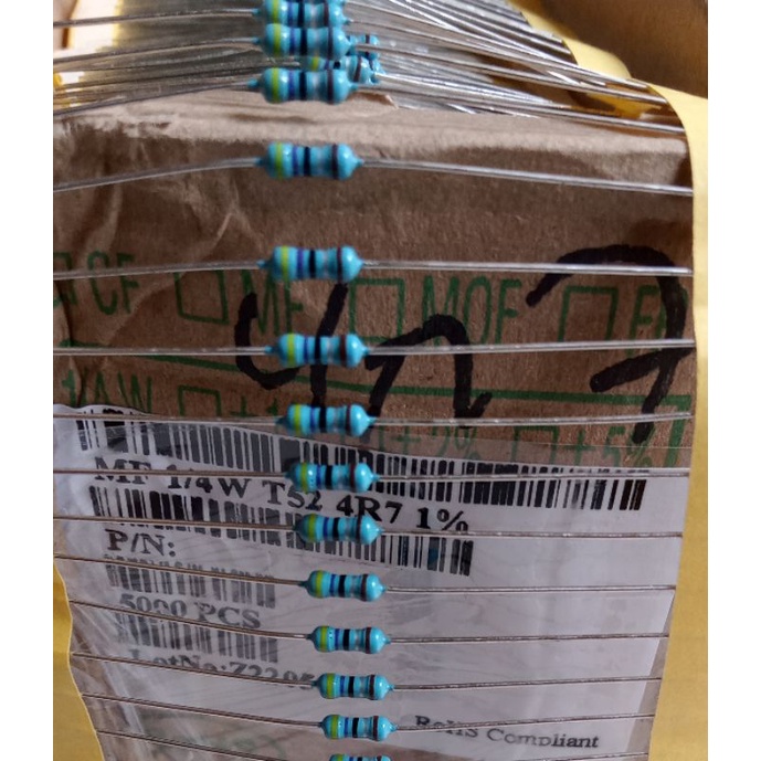 Resistor 4R7 1/4watt Metal Film 100pcs