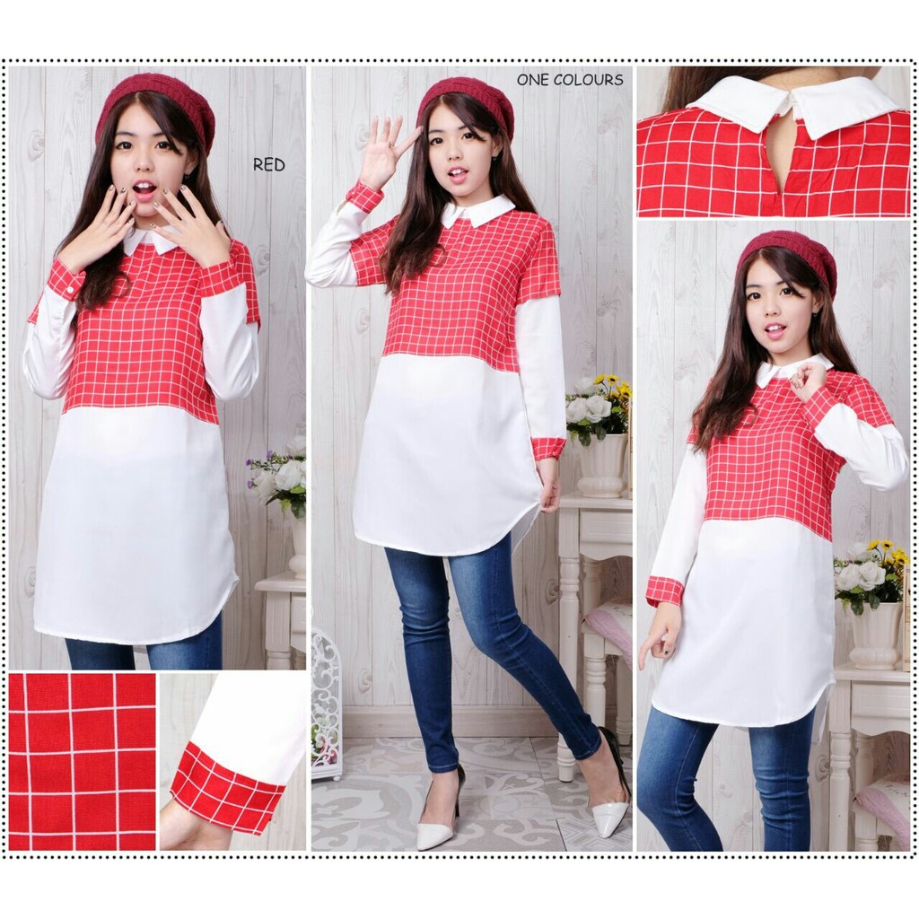 Blouse Tunik (M - Fit L) ARYAN - Katun Rayon Twistcone