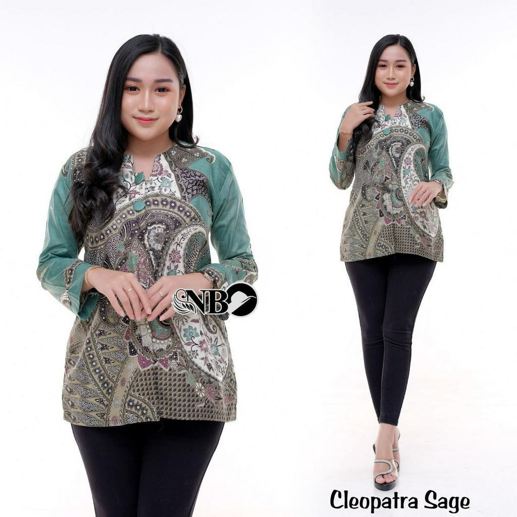 Batik Modern Wanita Blouse Batik Lengan Panjang Kancing Depan Terbaru