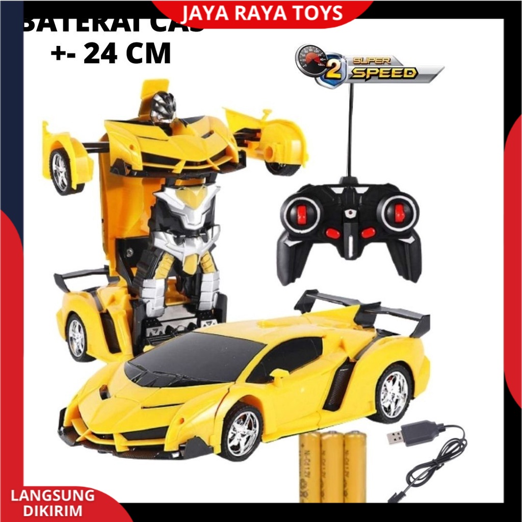 Mainan Mobil Remote Control Robot Transformer Autobot Rc The Last Knight Baterai Cas terbaru