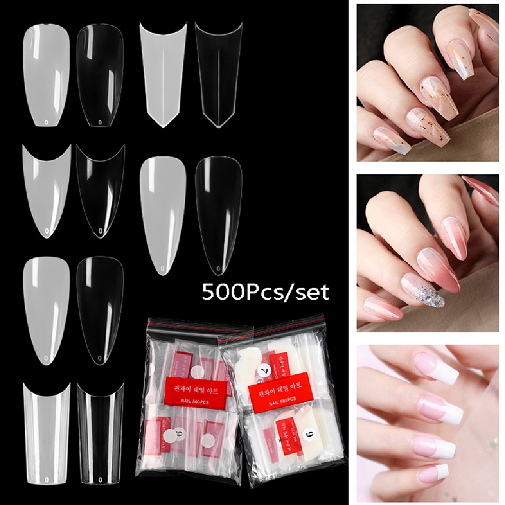 500pcs Kuku Palsu Akrilik Bening Untuk French Manicure UV Gel