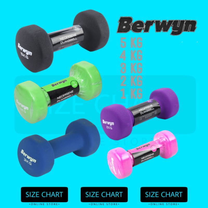 ACE BERWYN - BARBEL DUMBBELL NEOPRENE 1 KG / 2 KG / 3 KG / 4 KG / 5 KG / 1KG / 2KG / 3KG / 4KG / 5KG