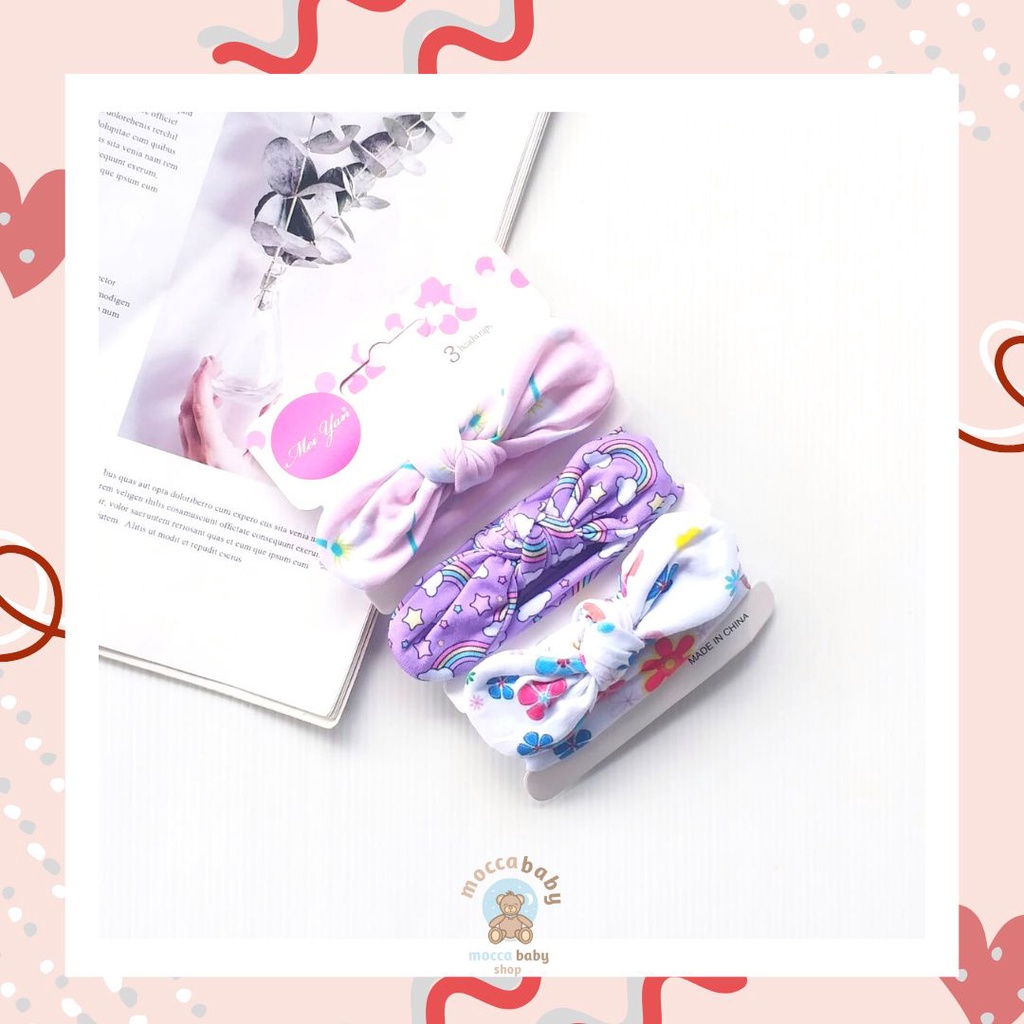 MBSS - BANDANA MOTIF A Bandana Set isi 3 Motif Beda / Headband Bayi Newborn Anak Perempuan Part 1