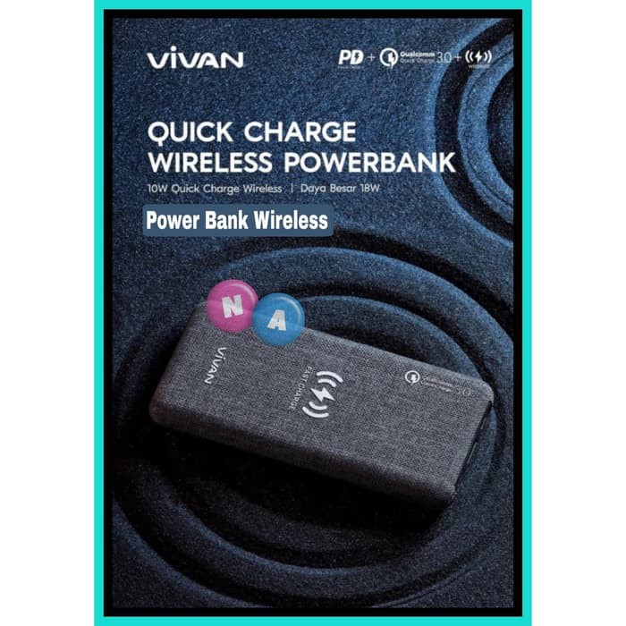 NA - Power Bank Wireless 10000 mah Vivan Quick Charge Qi Wireless W10