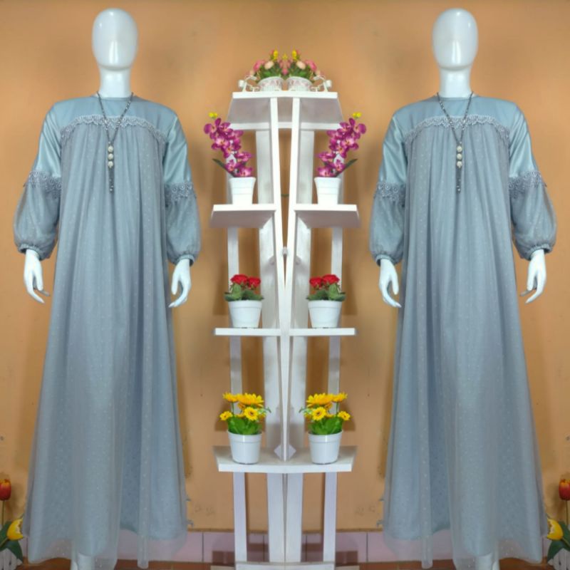 gamis tile dotty terbaru / gamis kondangan / gamis tule dot / gamis mewah / gamis cantik