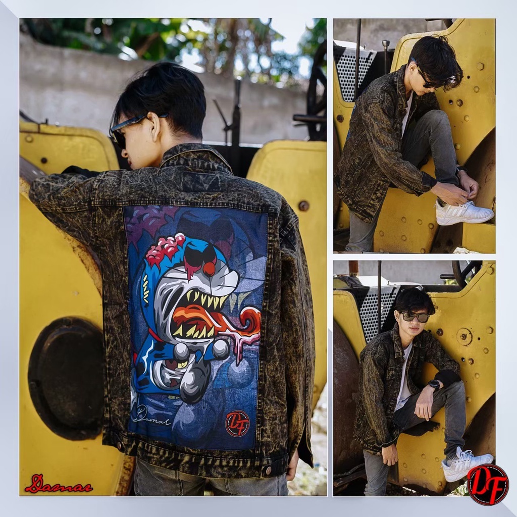 JAKET JEANS DENIM PRINTING GAMBAR ANIMASI REMAJA MOTOR GAUL KEKINIAN TREND 2022 TERLARIS