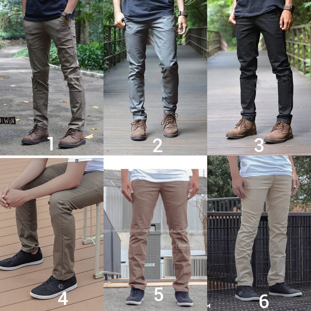 INSIGHT_ID CelanaJeans pria Chino ripped sobek / robek lutut model skinny Casual chino chinos