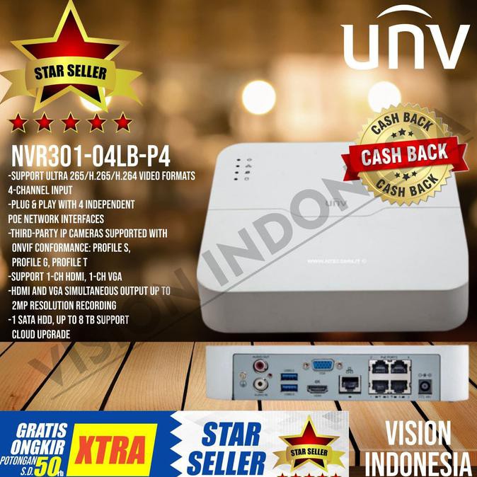NVR UNIVIEW / UNV POE 4CH NVR301-04LB-P4 ORIGINAL