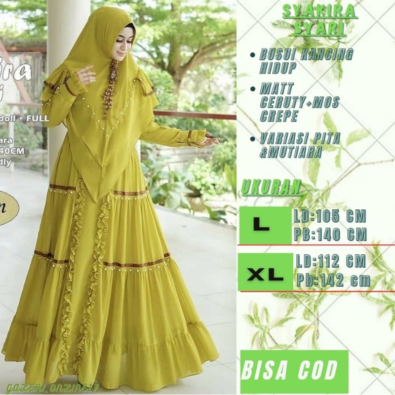 M L XL XXL Baju Gamis ukuran Jumbo Terbaru 2021 BIG SIZE LD 120 Kaffa Syari Matt Ceruty Babydoll Set
