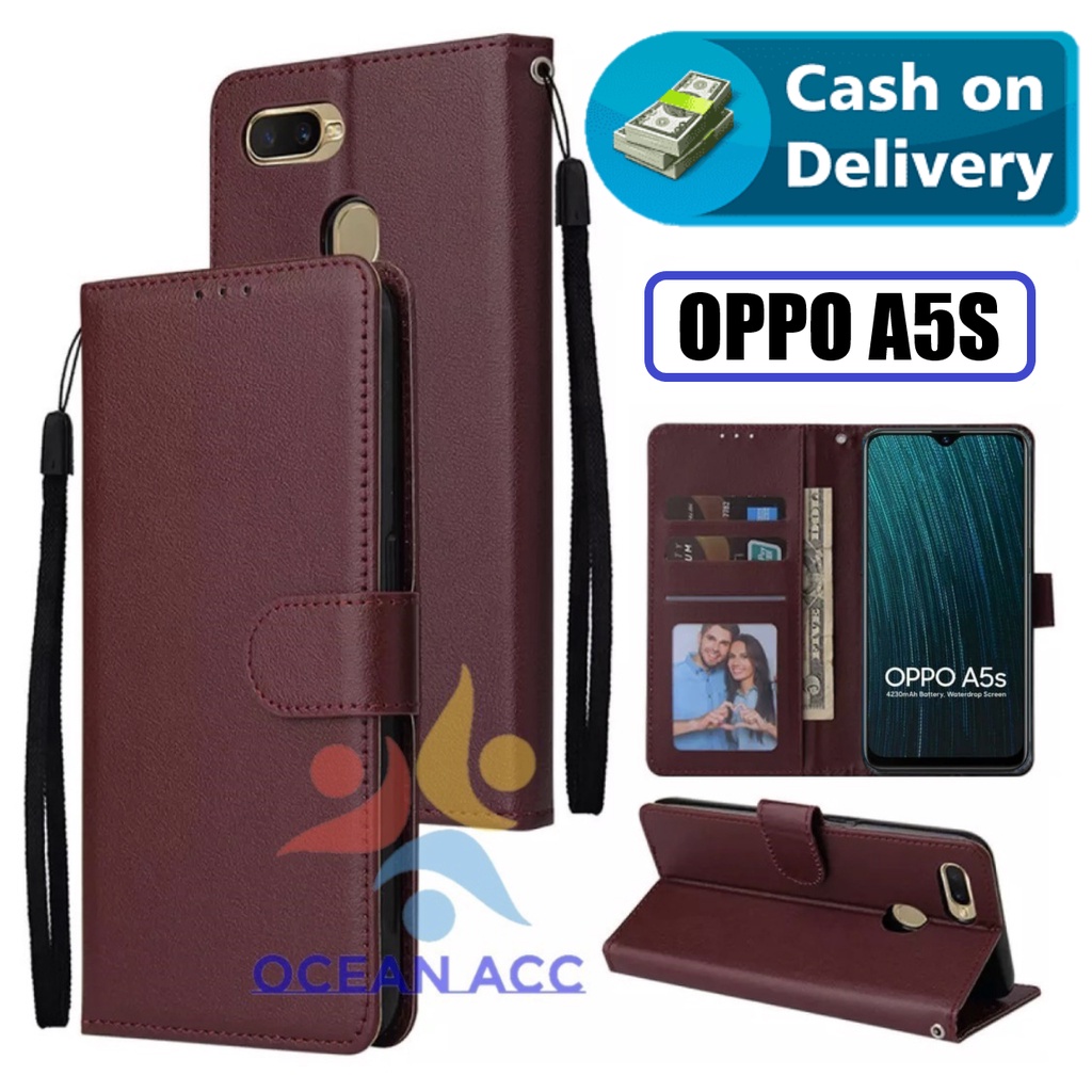 DOMPET HP UNTUK OPPO A5S NEW LEATHER FLIP CASE OPPO A5S NEW