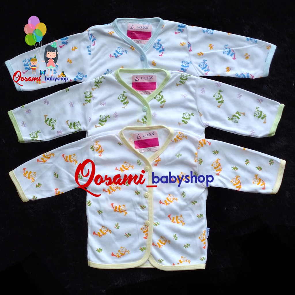 LUGA 3 pcs Baju Kancing Panjang Bayi Newborn Motif SNI