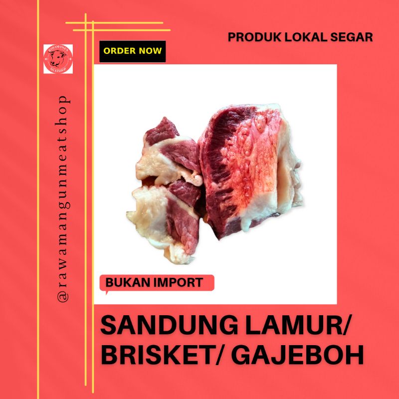 

Daging sapi lokal segar sandung lamur / gajeboh / brisket beef 250 gram