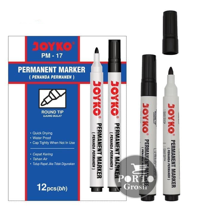

Joyko Permanent Marker Spidol Permanen PM-17 18 19 Round Tip Satuan