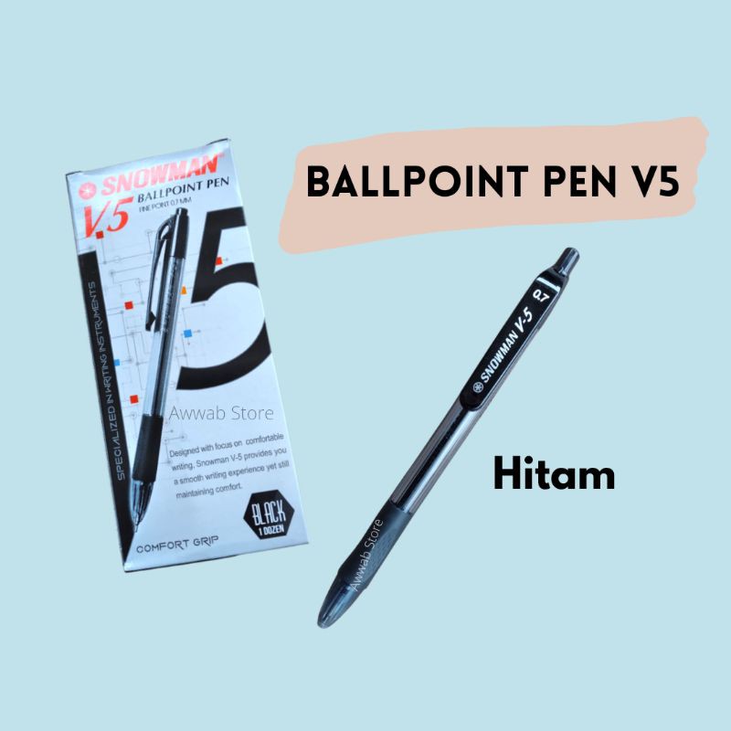 

BALLPOINT PEN HITAM BIRU BLACK BLUE V5 SNOWMAN PULPEN