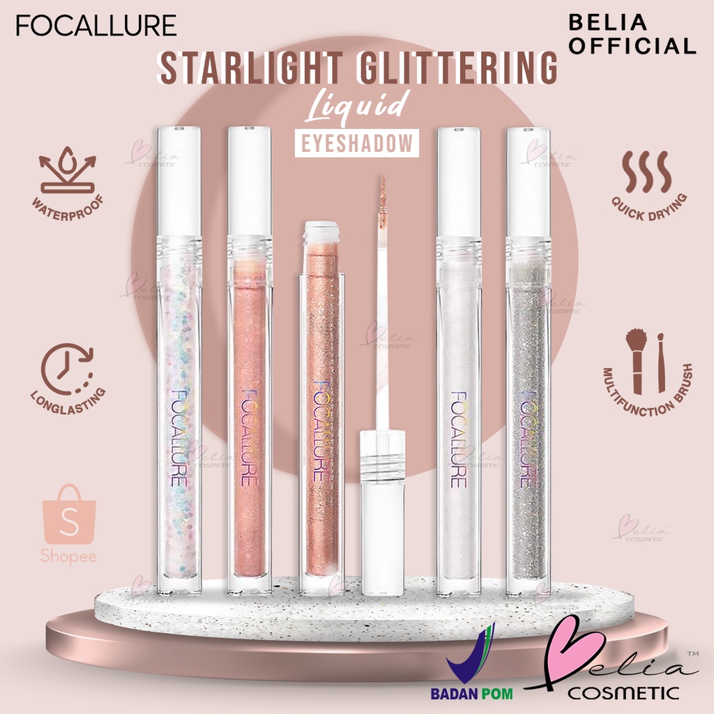 ❤ BELIA ❤ FOCALLURE Glittering Liquid Eyeshadow FA195 | Starlight Liquid Eyeshadow Shimmer Eye makeup | BPOM