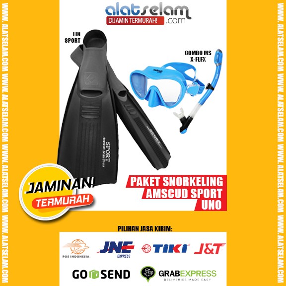 Alat Snorkeling/Diving Amscud Set Snorkling Full Foot AmScuD Sport - UNO / Fin Selam + Kacamata Sela