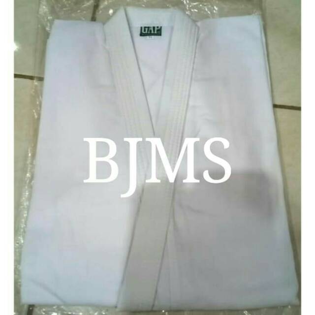 BK_    Setelan Baju Dobok dogi karate GAP  tebal, putih dan sabuk K2K