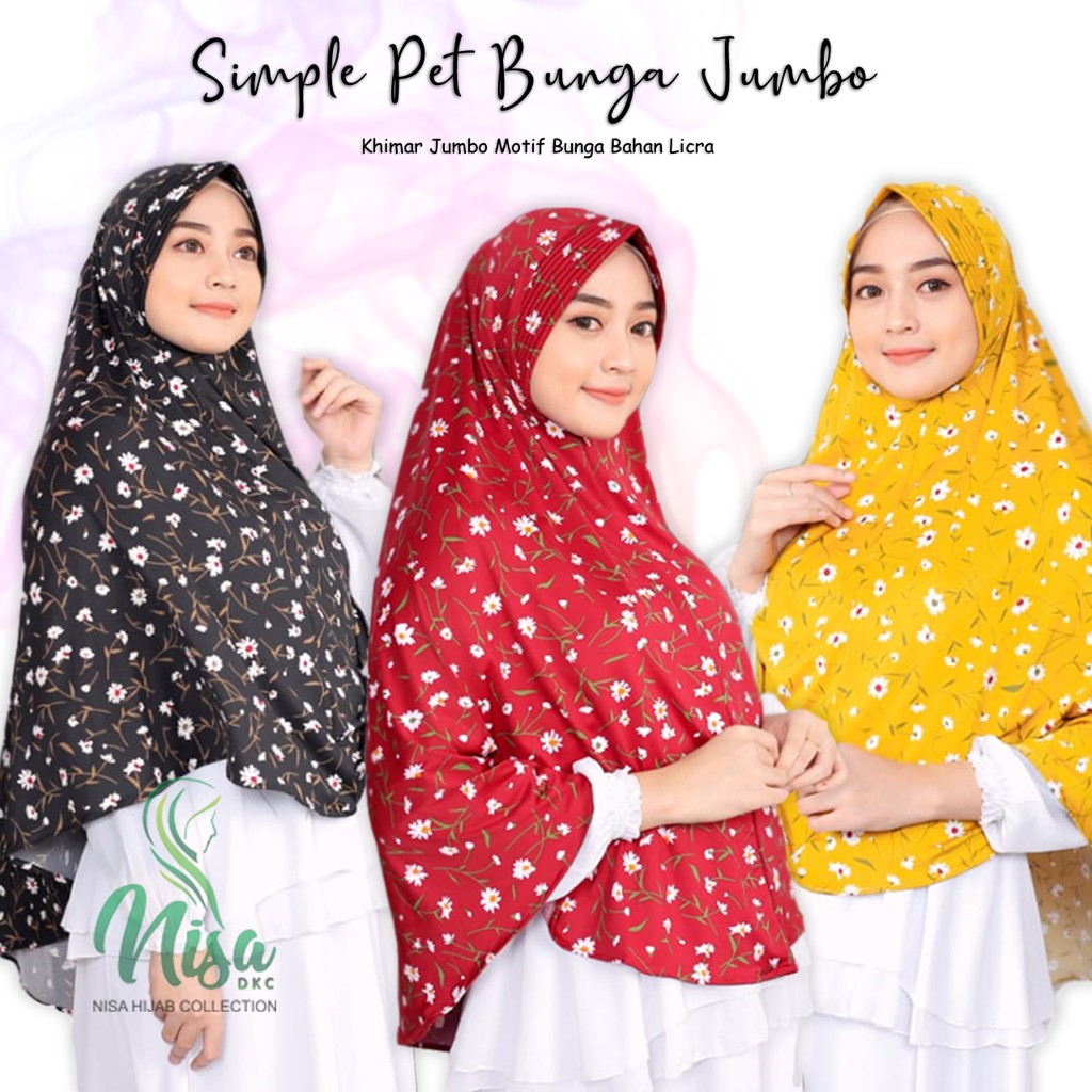 Khimar Jumbo Motif Simple Pet Jilbab Bunga Hijab Jersey Nisadkc