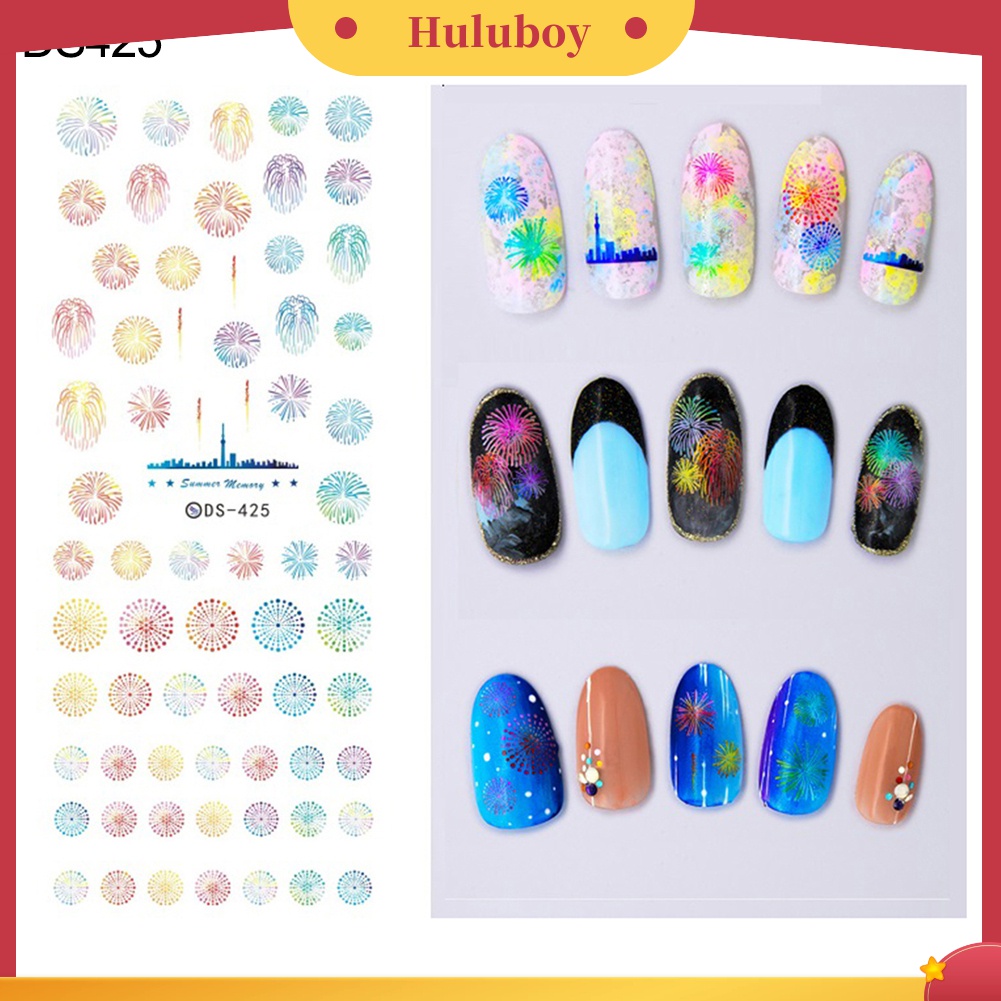 Huluboy Huluboy♡ Stiker Kuku Motif Bunga Butterfly Kembang Api Untuk Manicure