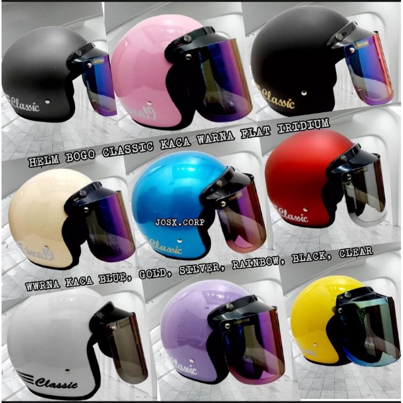 Helm Bogo Dewasa Classic Garis / Helm Retro Bogo Classic Dewasa Doff dan Glossy SNI