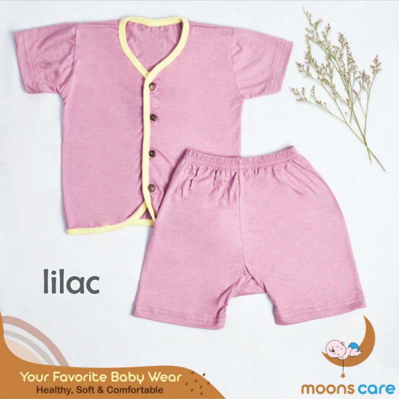 Stelan pendek kancing Moon's Polos Stelan Bayi Baju Baru lahir Stelan Baby Lucu stelan pendek