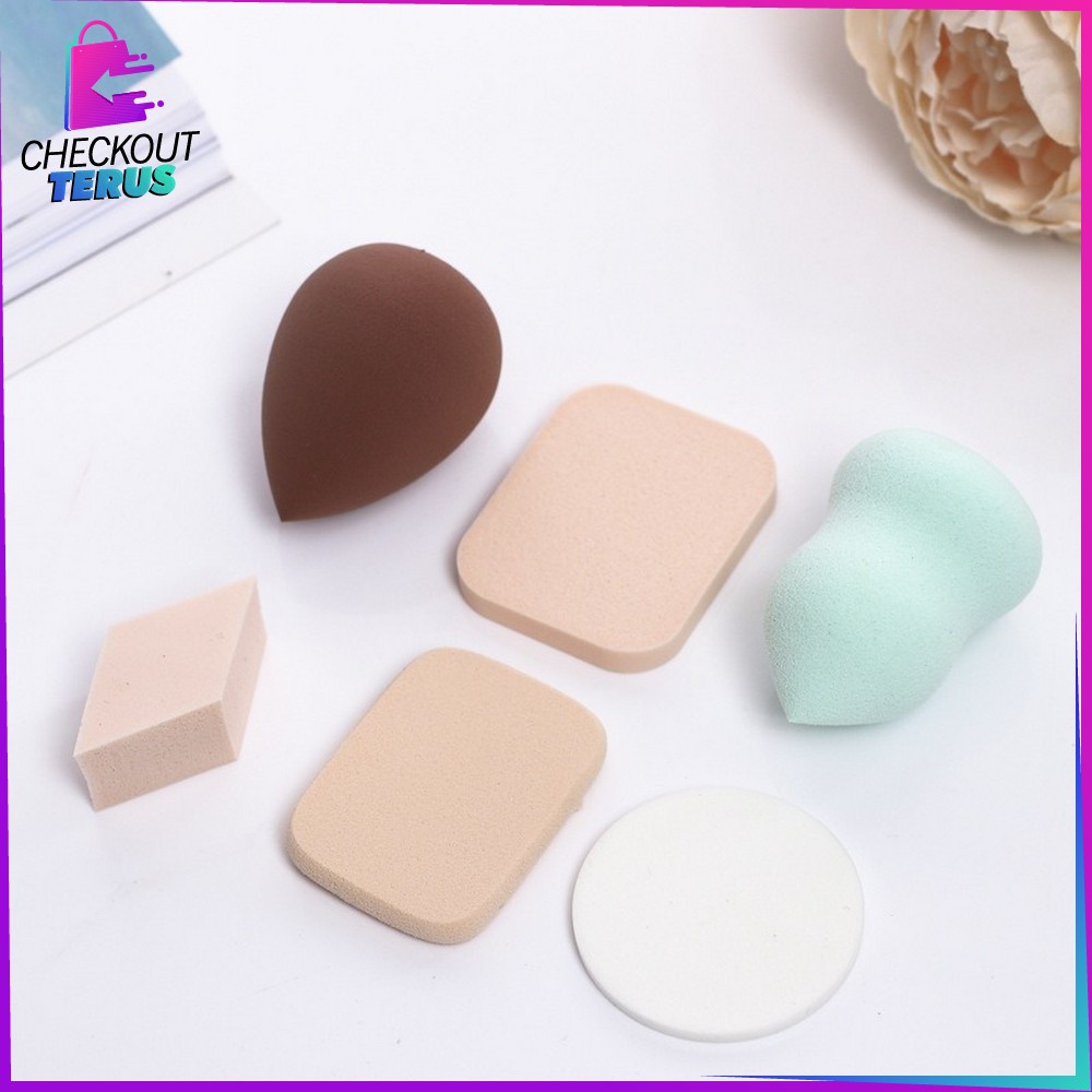 CT K47 Spons Make Up 6IN1 Alat Makeup Wajah Set Spon Foundation Sponge Makeup Beauty Blender Set Pembersih Make Up