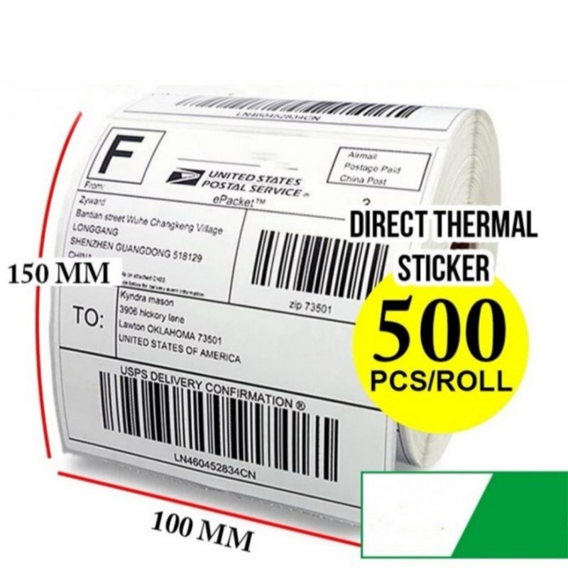 KERTAS LABEL STICKER / STICKER THERMAL BARCODE UKURAN 100 X 150 MM / A6 ISI 500 LEMBAR