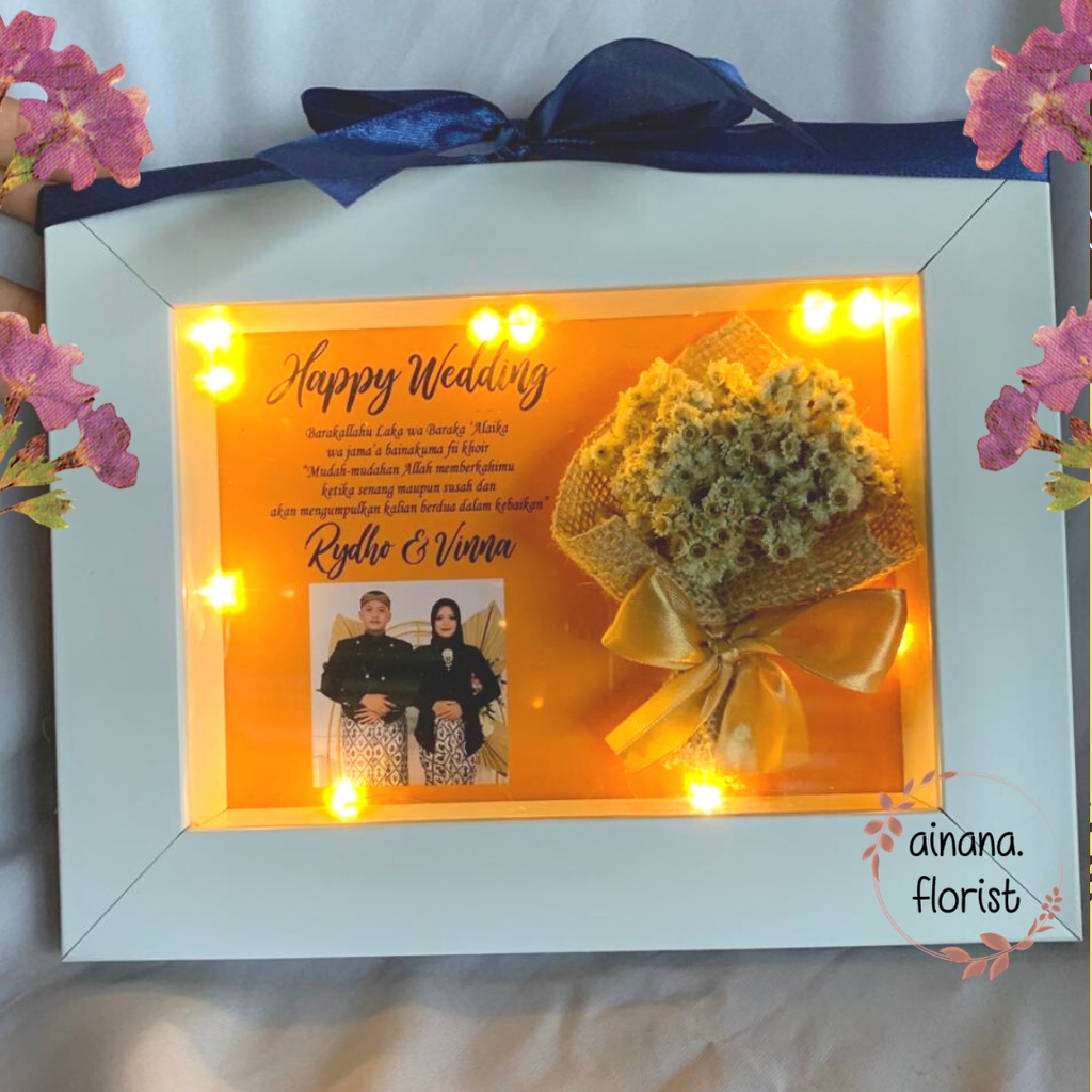 Kado Unik Frame Custom 5R 3D LED /Kado Pernikahan/Kado Teman/Kado Sahabat/frame kayu 3D custom