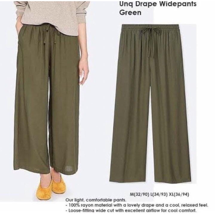 CELANA KULOT PANJANG UNIQLO-Hijau Army