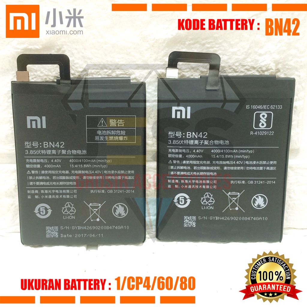 Baterai Battery Original Xiaomi BN42 &amp; BN-42 For Tipe Redmi 4 - Hongmi 4 - 2016090