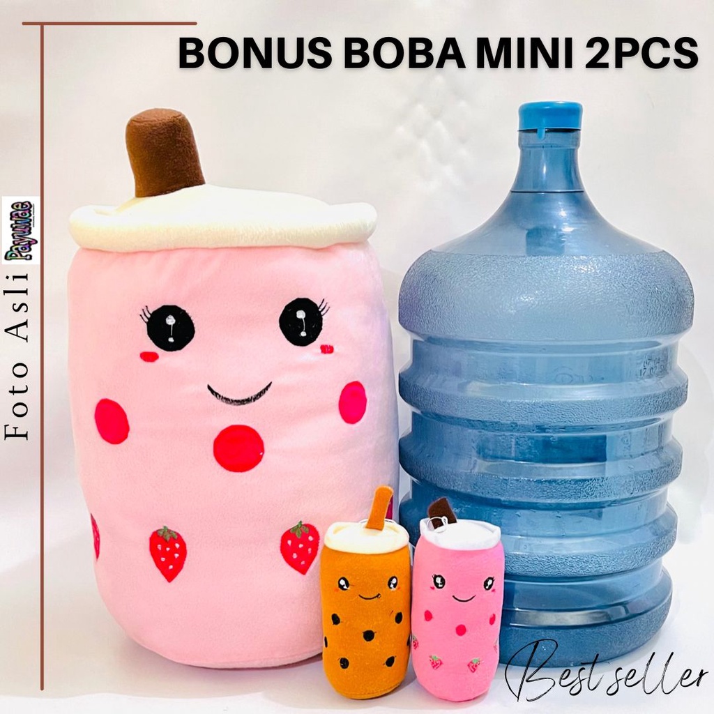 Boneka Boba Jumbo Besar Tinggi 45cm Bonus 2pcs Boba Mini Kain Halus Isian Empuk Produk