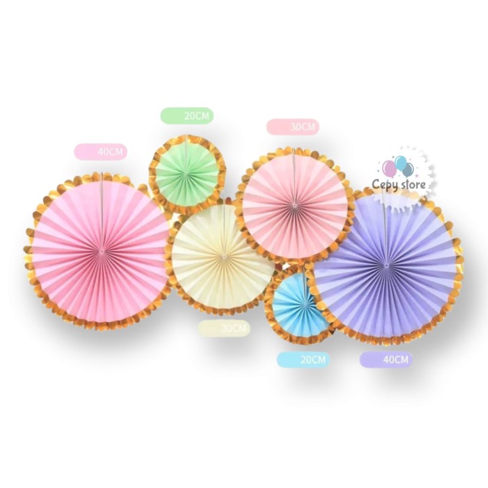 Jual Paper Fan Set Mix List Gold / Paperfan Warna Mix List Gold Set 6 ...