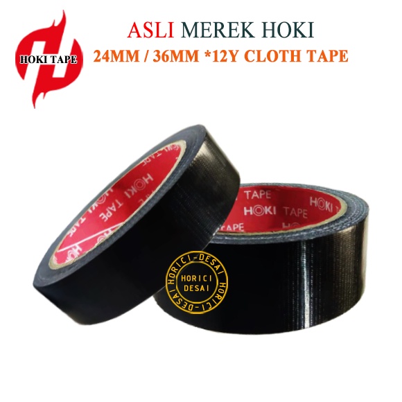 HOKI CLOTH TAPE 24MM*8Y 36MM*8Y ISOLASI WARNA HITAM LAKBAN PEREKAT SUPER MURAH /BAHAN TEBAL JILID LINEN