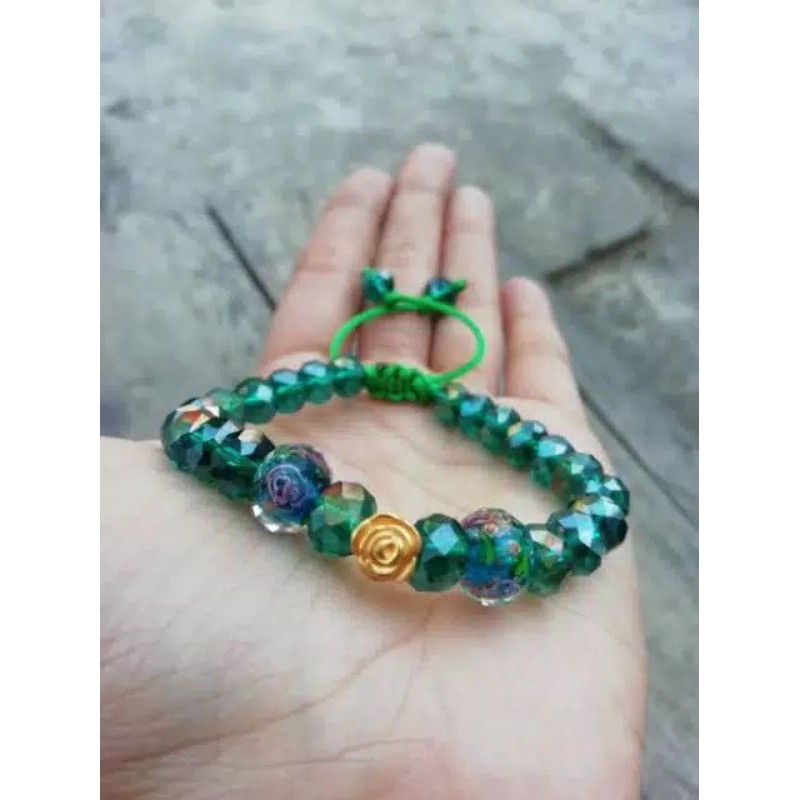 Gelang kristal mawar emas HongKong 24k
