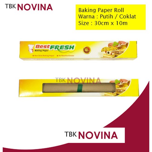 Baking Paper Roll uk. 30cmx10m Kertas Alas Roti Anti Lengket Putih / Coklat BestFresh