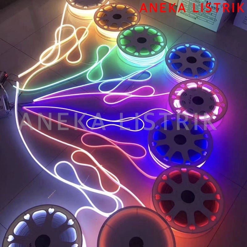 TERBARU PAKET LAMPU LED NEON FLEX 220V WATERPROOF LENGKAP TINGGAL COLOK SIAP PAKAI / LAMPU KAMAR