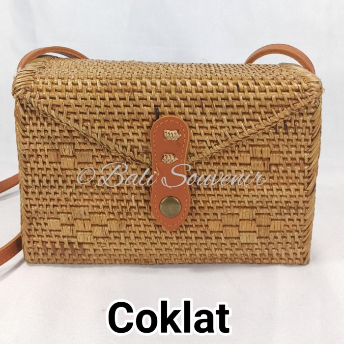 MURAH Tas Rotan Kotak kualitas Super - Cokelat