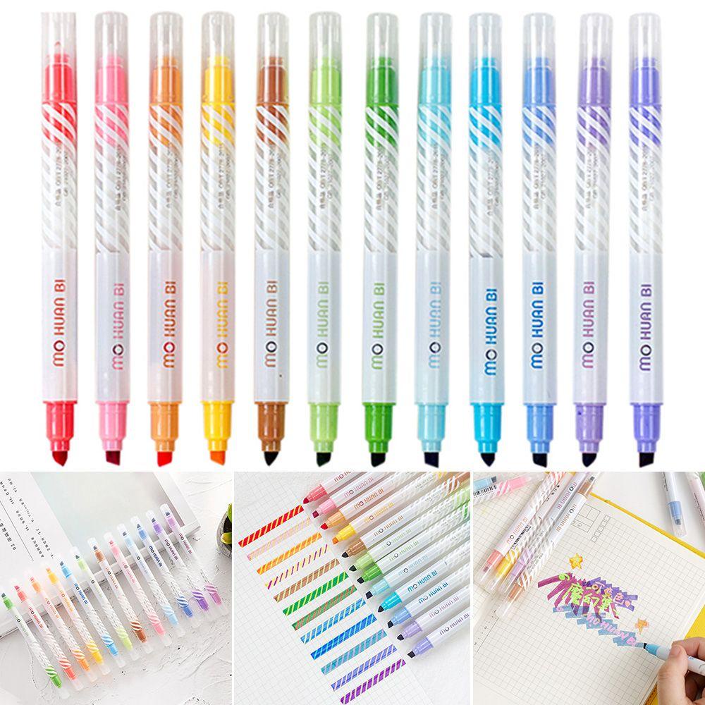 Nanas 12PCS /Set Penanda Neon Alat Tulis Magic Color Changing Drawing Tools