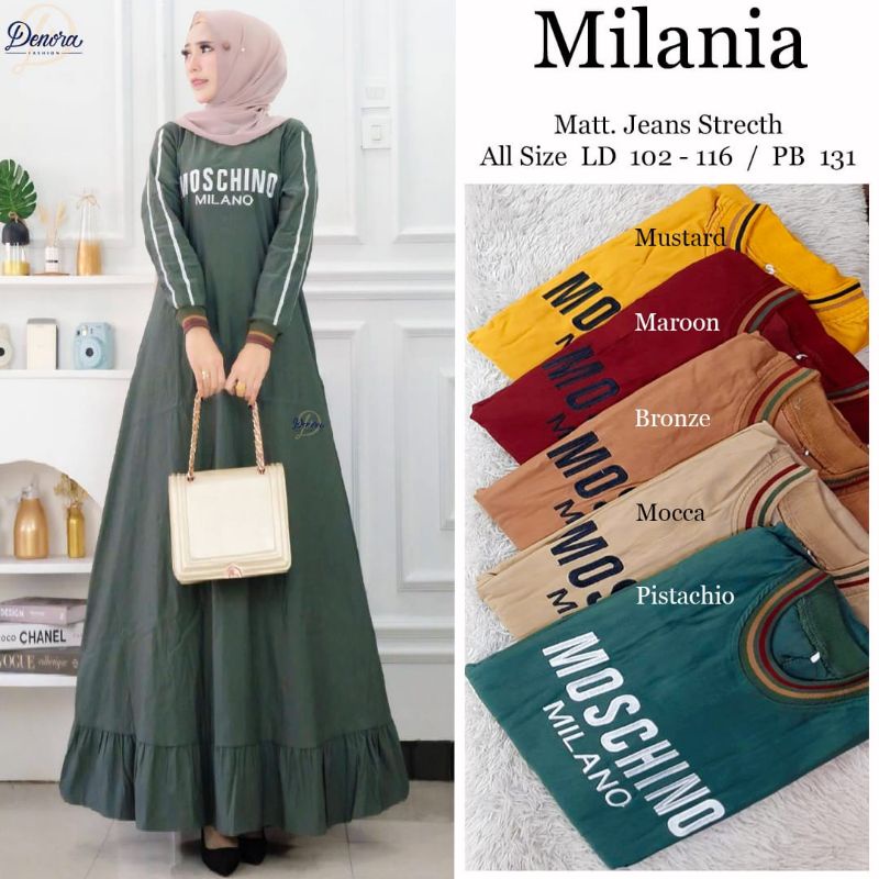 Milani Dress gamis jeans streeth ori by denora