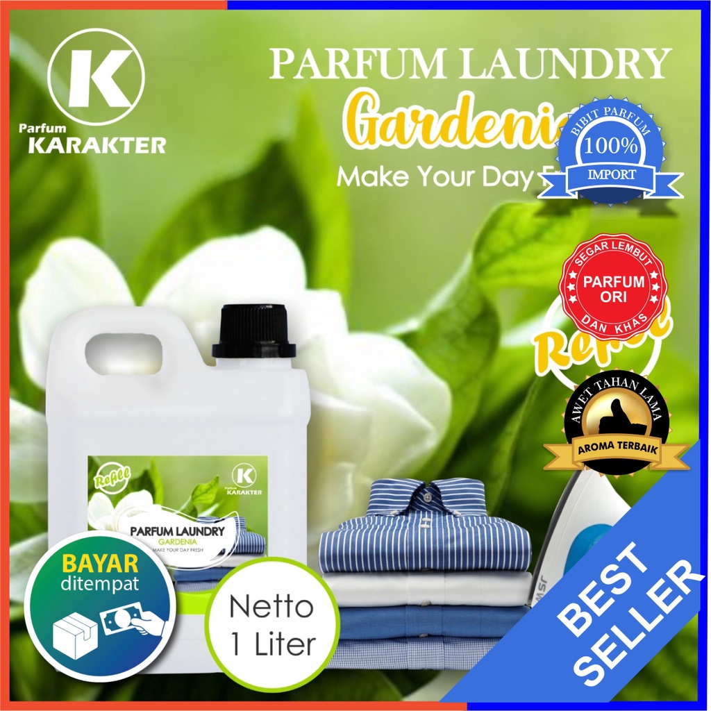 Parfum Laundry Gardenia 1 Liter | Pewangi Laundry Pakaian Harum Wangi Tahan Lama | Bisa Cod | Terlaris