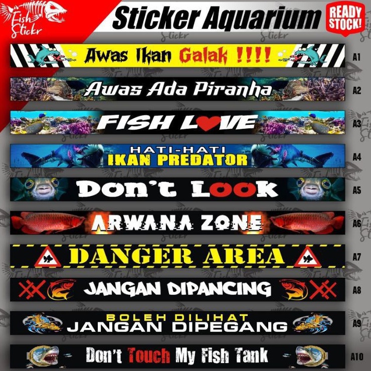 Sticker aquarium stiker akuarium lucu depan sudh laminasi anti luntur