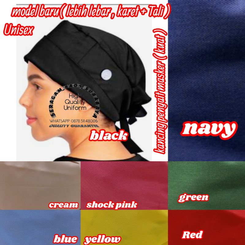Topi kain bisa di cuci awet penutup kepala scrub cap medis/non medis
