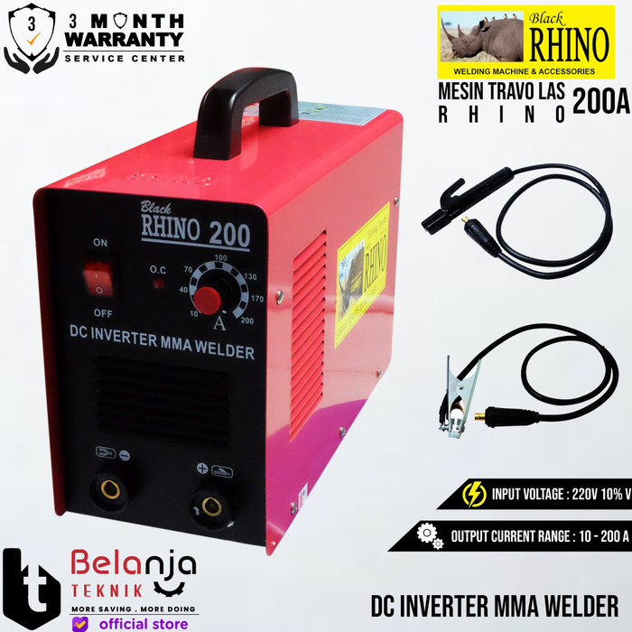 Black RHINO Mesin Travo Las MMA 200 A DC INVERTER Welder BEST SELLER