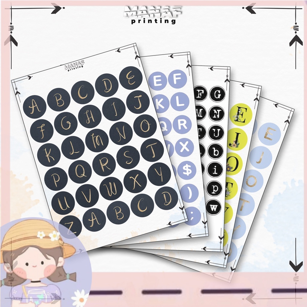 [HNR] Stiker Huruf Alphabet Cutting Sticker Buku Huruf Murah Sticker Huruf Custom